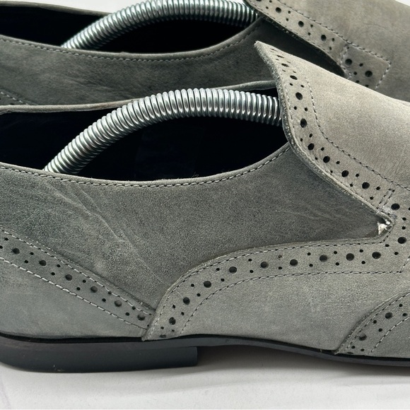 KG Kurt Geiger Men Size 10 / 43 EU Shoe Gray Suede Almond Toe Dress Loafers - Picture 4 of 13
